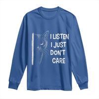 Funny Introvert Cat Long Sleeve Shirt I Listen I Just Don't Care Sarcastic Kitty Lover - Wonder Print Shop