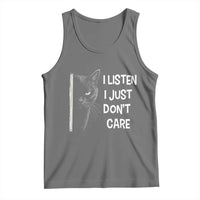 Funny Introvert Cat Tank Top I Listen I Just Don't Care Sarcastic Kitty Lover - Wonder Print Shop