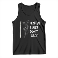 Funny Introvert Cat Tank Top I Listen I Just Don't Care Sarcastic Kitty Lover - Wonder Print Shop