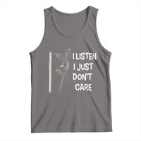 Funny Introvert Cat Tank Top I Listen I Just Don't Care Sarcastic Kitty Lover - Wonder Print Shop