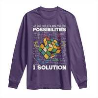 Funny Speed Cubing Long Sleeve Shirt One Solution Math Puzzle Cube - Wonder Print Shop