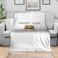 Retro Monument Valley Arizona Sunset Established 1958 Throw Blanket Southwest Desert Road Trip Eagle Nature Souvenir