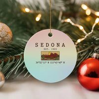 Vintage Sedona Arizona Established 1902 Ceramic Ornament Southwest Desert Cactus Scenic Nature Souvenir