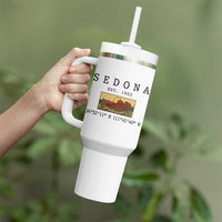Vintage Sedona Arizona Established 1902 Tumbler With Handle Southwest Desert Cactus Scenic Nature Souvenir