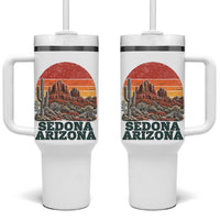 Retro Sedona Arizona Mountain Tumbler With Handle Southwest Hiking Outdoor Nature Souvenir