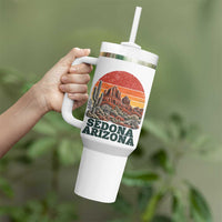Retro Sedona Arizona Mountain Tumbler With Handle Southwest Hiking Outdoor Nature Souvenir