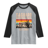 Retro Saguaro National Park Arizona EST 1994 Raglan Shirt Desert Cactus Sunset Hiking Camping Nature Souvenir
