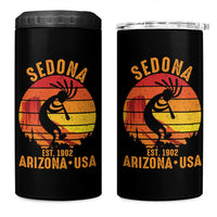 Retro Sedona Arizona Dancing Kokopelli 4 in 1 Can Cooler Tumbler Southwest Native Symbol Desert Heritage Established 1902