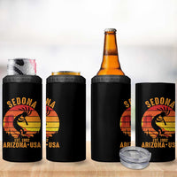 Retro Sedona Arizona Dancing Kokopelli 4 in 1 Can Cooler Tumbler Southwest Native Symbol Desert Heritage Established 1902
