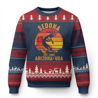 Retro Sedona Arizona Dancing Kokopelli Ugly Christmas Sweater Southwest Native Symbol Desert Heritage Established 1902