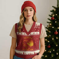 Retro Sedona Arizona Dancing Kokopelli V-Neck Knit Sweater Vest Southwest Native Symbol Desert Heritage Established 1902