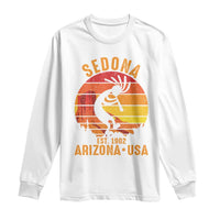 Retro Sedona Arizona Dancing Kokopelli Long Sleeve Shirt Southwest Native Symbol Desert Heritage