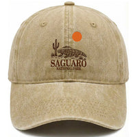 Saguaro National Park Gila Monster Hiking Arizona Washed Cotton Baseball Cap Desert Cactus Sunset Southwest Nature Tucson Souvenir Gift