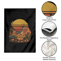 Retro Arizona Roadrunner Desert Sunset Garden Flag Southwest Bird Wildlife Nature Lover