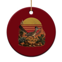 Retro Arizona Roadrunner Desert Sunset Ceramic Ornament Southwest Bird Wildlife Nature Lover