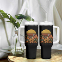 Retro Arizona Roadrunner Desert Sunset Tumbler With Handle Southwest Bird Wildlife Nature Lover