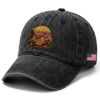 Retro Arizona Roadrunner Desert Sunset Washed Cotton Baseball Cap Southwest Bird Wildlife Nature Lover