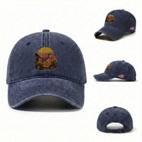 Retro Arizona Roadrunner Desert Sunset Washed Cotton Baseball Cap Southwest Bird Wildlife Nature Lover