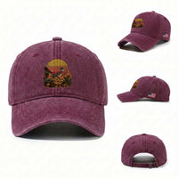 Retro Arizona Roadrunner Desert Sunset Washed Cotton Baseball Cap Southwest Bird Wildlife Nature Lover