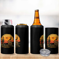 Route Highway 66 Roadrunner Desert Sunset Arizona 4 in 1 Can Cooler Tumbler Cactus Landscape Texas Nevada Southwest Bird Lover