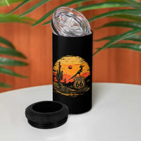 Route Highway 66 Roadrunner Desert Sunset Arizona 4 in 1 Can Cooler Tumbler Cactus Landscape Texas Nevada Southwest Bird Lover