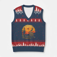 Route Highway 66 Roadrunner Desert Sunset Arizona V-Neck Knit Sweater Vest Cactus Landscape Texas Nevada Southwest Bird Lover