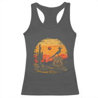 Route Highway 66 Roadrunner Desert Sunset Arizona Racerback Tank Top Cactus Landscape Texas Nevada Southwest Bird Lover