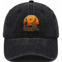 Route Highway 66 Roadrunner Desert Sunset Arizona Washed Cotton Baseball Cap Cactus Landscape Texas Nevada Southwest Bird Lover