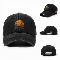 Route Highway 66 Roadrunner Desert Sunset Arizona Washed Cotton Baseball Cap Cactus Landscape Texas Nevada Southwest Bird Lover
