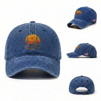 Route Highway 66 Roadrunner Desert Sunset Arizona Washed Cotton Baseball Cap Cactus Landscape Texas Nevada Southwest Bird Lover