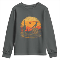 Route Highway 66 Roadrunner Desert Sunset Arizona Youth Sweatshirt Cactus Landscape Texas Nevada Southwest Bird Lover