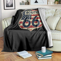 Route US 66 American Flag Americana Road Trip Throw Blanket