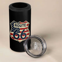 Route US 66 American Flag Americana Road Trip 4 in 1 Can Cooler Tumbler