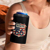 Route US 66 American Flag Americana Road Trip 4 in 1 Can Cooler Tumbler
