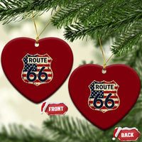Route US 66 American Flag Americana Road Trip Ceramic Ornament
