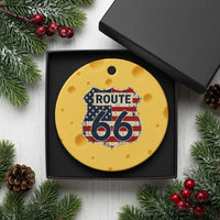 Route US 66 American Flag Americana Road Trip Ceramic Ornament