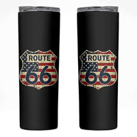 Route US 66 American Flag Americana Road Trip Skinny Tumbler