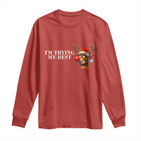 Funny Reindeer Christmas Meme Long Sleeve Shirt I Am Trying My Best - Wonder Print Shop