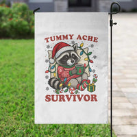 Funny Racoon Christmas Meme Garden Flag Tummy Ache Survivor - Wonder Print Shop
