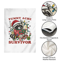 Funny Racoon Christmas Meme Garden Flag Tummy Ache Survivor - Wonder Print Shop