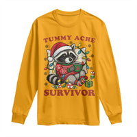 Funny Racoon Christmas Meme Long Sleeve Shirt Tummy Ache Survivor - Wonder Print Shop