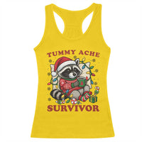 Funny Racoon Christmas Meme Racerback Tank Top Tummy Ache Survivor - Wonder Print Shop