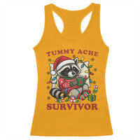 Funny Racoon Christmas Meme Racerback Tank Top Tummy Ache Survivor - Wonder Print Shop