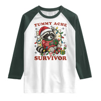 Funny Racoon Christmas Meme Raglan Shirt Tummy Ache Survivor - Wonder Print Shop