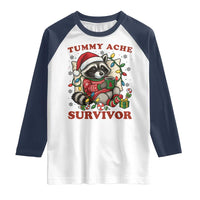 Funny Racoon Christmas Meme Raglan Shirt Tummy Ache Survivor - Wonder Print Shop