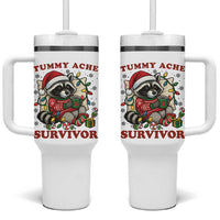 Funny Racoon Christmas Meme Tumbler With Handle Tummy Ache Survivor - Wonder Print Shop