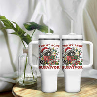 Funny Racoon Christmas Meme Tumbler With Handle Tummy Ache Survivor - Wonder Print Shop