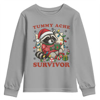Funny Racoon Christmas Meme Youth Sweatshirt Tummy Ache Survivor - Wonder Print Shop