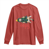 Cat Christmas Meme Long Sleeve Shirt Eepy Kitten Silly Sleepy - Wonder Print Shop