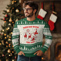 Funny Santa Xmas Ugly Christmas Sweater Rizz Em With The Tism - Wonder Print Shop